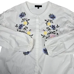 Sanctuary Danni White Embroidered Floral‎ Button Front Blouse Top Size M thumbnail 3