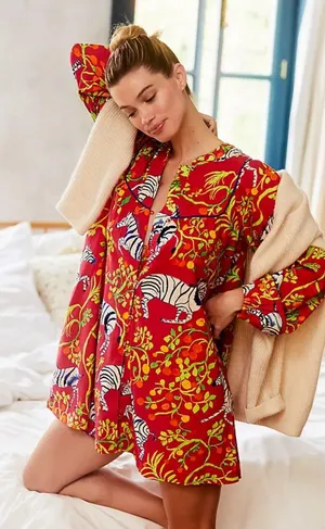 Olivia Wendel X Anthropologie Flannel Sleep Dress Size XS thumbnail 1