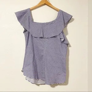 Venus Striped Ruffle‎ Top | Coastal Granddaughter | Cottagecore Preppy Size 12 thumbnail 2