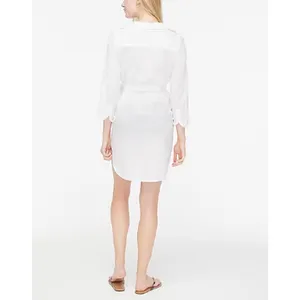 NWT J. Crew Sz L Coverup Shirt‎ Dress White BF771 Vacation 100% Organic Cotton thumbnail 12