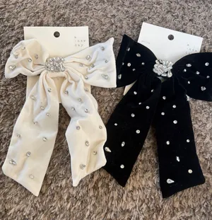 a new day black and white Crystal Bow Hair Clips thumbnail 1