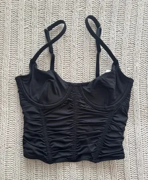 Gilly Hicks black ruched corset style cami top XS thumbnail 1