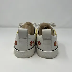 Diane Von Furstenberg Tess 9 Lace Up‎ Sneakers Gold & Red Stripe & Floral Design thumbnail 4