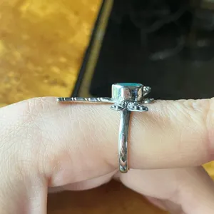 Natural Emerald Sterling Silver Dragonfly Ring Size 9 thumbnail 2