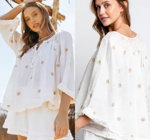 Free People NWT $168 Ivory Aldous Embroidered Button Front Raw Seaming Set S thumbnail 3