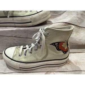 Converse Chuck Taylor All Star High Top Lift Platform Butterfly Sage Green 6 thumbnail 2