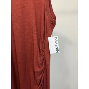 Nine West Side Ruched Sleeveless Dress Rust NWT SzXL thumbnail 3