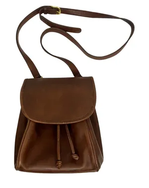 Vintage Coach Flap Drawstring Brown Leather Crossbody thumbnail 1
