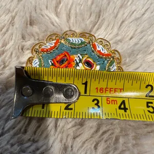Vintage Gold‎ Micromosaic Micro Mosaic Flower Design Brooch Pin thumbnail 9