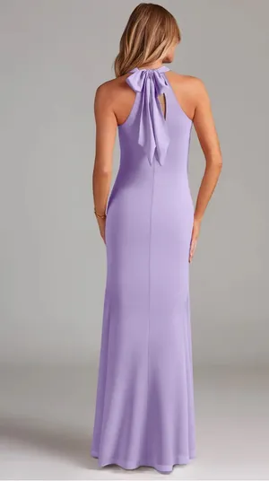 Azazie Doretta Lilac Mermaid Pleated Chiffon Dress thumbnail 2