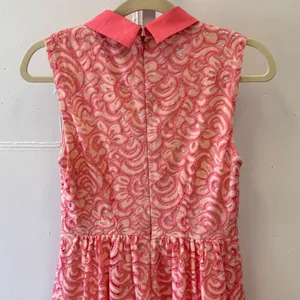 🍁 Betsey Johnson Pink Lace‎ Lined Peter Pan Collared Dress Womens Size 6 thumbnail 5