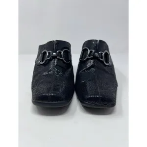 Aerosoles Women's Black Patent Slip On Square Toe Heels Chain Design Size 7‎ 1/2 thumbnail 4