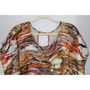 Earthtone abstract print blouse Multiple Size M thumbnail 2