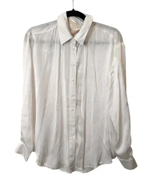 PIPPA THE LABEL Satin‎ Button Down White NWT XS thumbnail 1