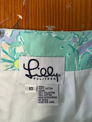 Vintage Lilly Pulitzer Lavender Mint Floral Lobster Crab Mini Skirt Size 10 thumbnail 2