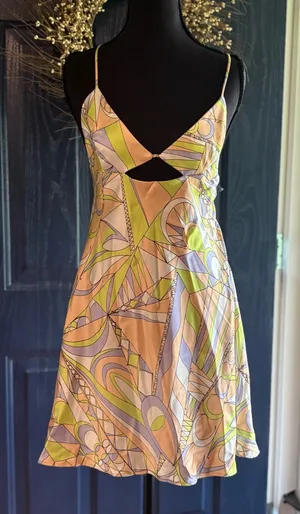 Zara Multicolor Cutout Backless Side Zip Dress size L thumbnail 1