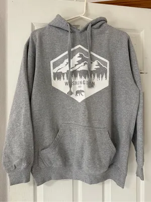 Grey and white Washington state hoodie #outdoorvibes thumbnail 1