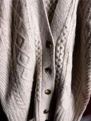 J. Crew Cable-Knit Merino Wool Alpaca Blend Cardigan Sweater Off White. Medium thumbnail 8