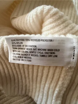 wild fable Cream Ribbed Knit Sweater with Green Logo Tag thumbnail 5