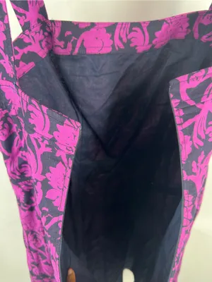 Tory Burch Jodie Floral Linen Cotton Fit & Flare Dress Purple Navy Size 6 thumbnail 6
