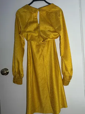 NWT Rare London Anthropologie Textured Golden Yellow Satin Tie-Front Dress thumbnail 12