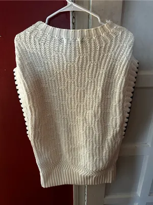 37 Orchard Chunky Knit Sweater Vest Contrast Whipstitch Cotton Grannycore thumbnail 6