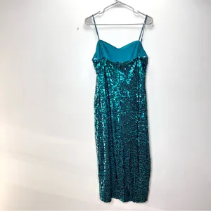 Lulus Striking Sweetheart Emerald Green Sequin Slit Sleeveless Midi Dress‎ LARGE thumbnail 6