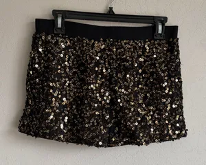 NWT Authentic Icon Festival Girl Bronze Sequin Short Womens M Sparkle Concert thumbnail 1