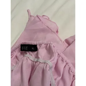 UUE Pink Halter Babydoll Top Open Back Flowy Ruffle Blouse Size XL thumbnail 6