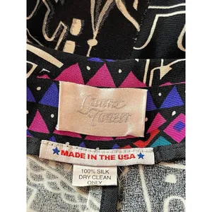 Laura Tanzer 100% Silk Bold Abstract European Cityscape Wide Leg Palazzo Pants L thumbnail 5