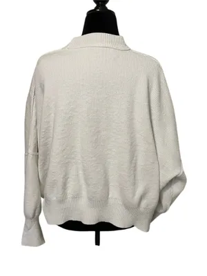 Free People Sweater Small White Knit Slouchy Oversized Mock Neck Pullover thumbnail 4