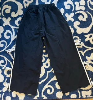 Adorable Black Track Pants with White Side Ties thumbnail 11