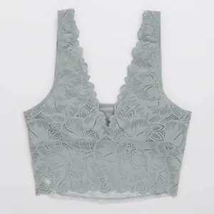 Aerie Lace Waffle Longline Bralette in Light Gray Size S New with Tags thumbnail 5