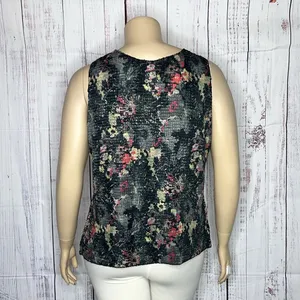Avenue Stretch NWT 26/28 Abstract Floral Print Crinkle Stretchy Tank Top Blouse thumbnail 3
