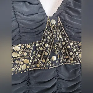 Vintage Sue Wong Nocturne Black Ruched Beaded Mini Dress size 8 thumbnail 10