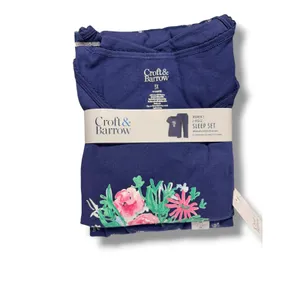 Croft‎ & Barrow Womens 3X Navy Blue Floral 2-Piece Sleep Set Pajamas NWT thumbnail 2