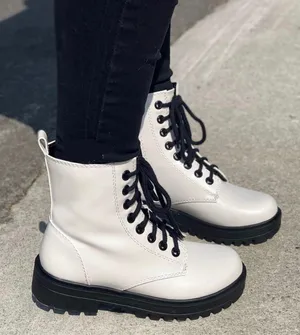 White Lace Combat Boots Size 9 thumbnail 1