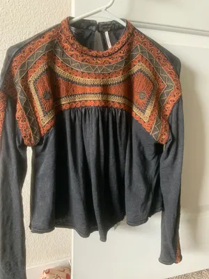 Free People Embroidered Blouse thumbnail 1