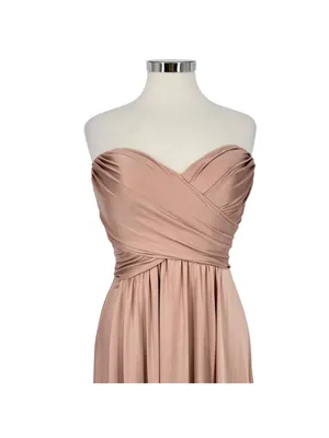La Femme Blush Pink Strapless High Slit Floor-Length Formal Gown Size 6 thumbnail 3