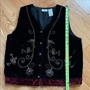 Holiday velour Christmas sweater contest White Stag Black Vest embroidered thumbnail 6