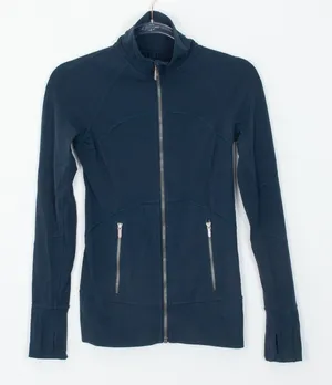Lululemon Contour Full Zip Jacket Womens Size 4 Nocturnal Teal Thumbholes thumbnail 1