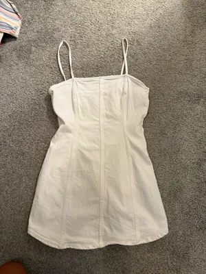 ZARA White Denim Dress Mini thumbnail 1