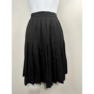 Anne Klein Skirt 8 Pleated A-line Black Classic Knee‎ Length 100% Wool Modest thumbnail 3
