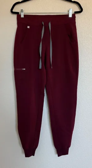 FIGS Zamora Jogger Scrub Pants Womens XS Maroon Burgundy Technical Nurse Uniform thumbnail 1