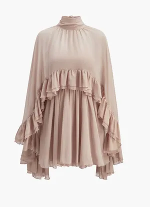 Commence Semi-Sheer Chiffon Ruffle Dress Pink thumbnail 1
