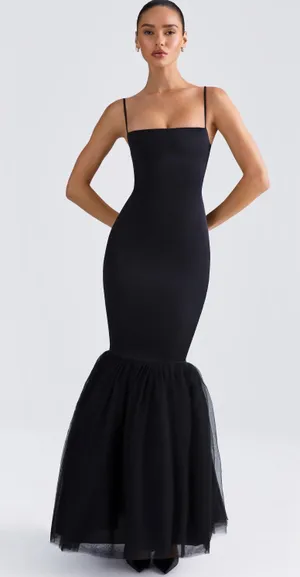 Oh Polly Black Trumpet Tulle Dress thumbnail 1