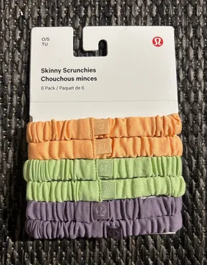 Lululemon Skinny Scrunchies *6 Pack NEW Rock Melon Lemongrass Purple Ash thumbnail 1