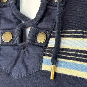 Vintage LRL Lauren Jeans Co Ralph Lauren Striped Lace Up 3/4 Sleeve Top Women S‎ thumbnail 3