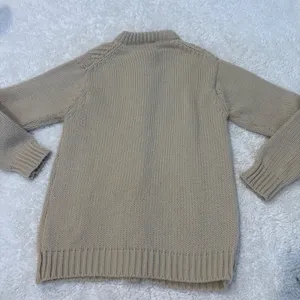 Women Virgin Wool Cream Knit Cardigan S Grandma Granola Soft Scandi Cottage Soft thumbnail 2