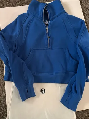 lululemon athletica Scuba Electric Blue Half-Zip Cowl Pullover thumbnail 1
